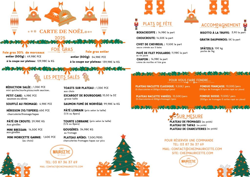 Menu traiteur Noël